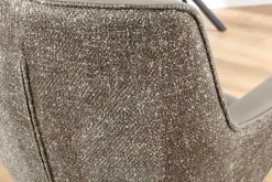 Drehbarer Stuhl LE GRAND taupe Echtleder Strukturstoff schwarzes Metallgestell
