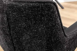 Drehbarer Stuhl LE GRAND schwarz Echtleder Strukturstoff Metallgestell mit Armlehne