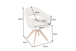 Drehbarer Stuhl ORGANIKO beige Chenillestoff Holzgestell Eiche mit Armlehne