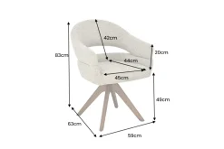 Drehbarer Stuhl ORGANIKO taupe beige Strukturstoff Holzgestell Walnuss mit Armlehne