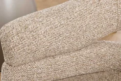 Drehbarer Stuhl ORGANIKO taupe beige Strukturstoff Holzgestell Walnuss mit Armlehne