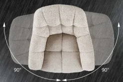 Drehbarer Stuhl PAPILLON greige Bouclé mit Armlehne schwarzes Metallgestell