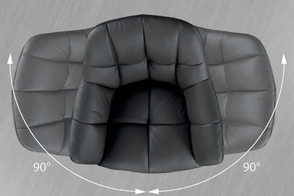 Drehbarer Stuhl PAPILLON schwarz Echtleder mit Armlehne schwarzes Gestell