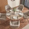 Drehbarer Stuhl PAPILLON beige Samt mit Armlehne champagner greige Metallgestell