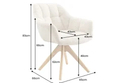 Drehbarer Stuhl PAPILLON champagner beige Chenille Cremona Eiche Massivholz