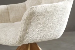 Drehbarer Stuhl PAPILLON champagner beige Chenille Cremona Eiche Massivholz