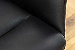 Drehbarer Stuhl PAPILLON schwarz Echtleder schwarzes Metallgestell mit Armlehne