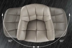 Drehbarer Stuhl PAPILLON taupe Echtleder mit Armlehne schwarzes Gestell