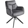 Drehbarer Stuhl PROMETHEUS graphit grau Vogue Velours Samt Taschenfederkern Metall