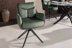 Drehbarer Stuhl PROMETHEUS moosgrün Vogue Velours Samt Taschenfederkern Metall
