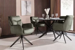 Drehbarer Stuhl PROMETHEUS moosgrün Vogue Velours Samt Taschenfederkern Metall