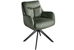 Drehbarer Stuhl PROMETHEUS moosgrün Vogue Velours Samt Taschenfederkern Metall