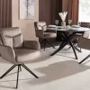 Drehbarer Stuhl PROMETHEUS taupe Vogue Velours Samt Taschenfederkern Metallgestell