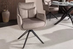 Drehbarer Stuhl PROMETHEUS taupe Vogue Velours Samt Taschenfederkern Metallgestell