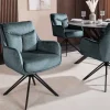 Drehbarer Stuhl PROMETHEUS petrol Vogue Velours Samt Taschenfederkern Metallgestell