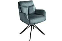 Drehbarer Stuhl PROMETHEUS petrol Vogue Velours Samt Taschenfederkern Metallgestell