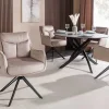 Drehbarer Stuhl PROMETHEUS beige Vogue Velours Samt Taschenfederkern Metallgestell