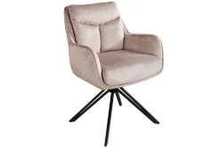 Drehbarer Stuhl PROMETHEUS beige Vogue Velours Samt Taschenfederkern Metallgestell