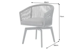 Drehbarer Stuhl ROPE anthrazit Aluminium Gartensessel inkl. Kissen In- und Outdoor