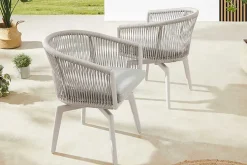 Drehbarer Stuhl ROPE greige Aluminium Gartensessel inkl. Kissen In- und Outdoor