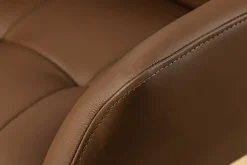 Drehbarer Stuhl SIGNATURE cognac braun Echtleder 360° Taschenfederkern schwarz Metall
