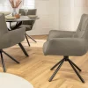 Drehbarer Stuhl SIGNATURE taupe Echtleder 360° mit Taschenfederkern schwarz Metall