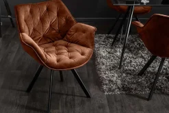 Drehbarer Stuhl THE DUTCH COMFORT rost braun Samt mit Armlehnen Modern Design