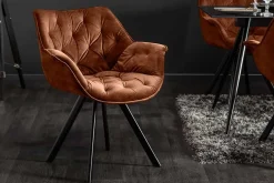 Drehbarer Stuhl THE DUTCH COMFORT rost braun Samt mit Armlehnen Modern Design