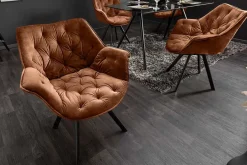 Drehbarer Stuhl THE DUTCH COMFORT rost braun Samt mit Armlehnen Modern Design