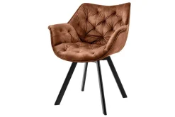 Drehbarer Stuhl THE DUTCH COMFORT rost braun Samt mit Armlehnen Modern Design