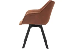 Drehbarer Stuhl THE DUTCH RETRO antik braun mit Armlehne schwarze Metallbeine