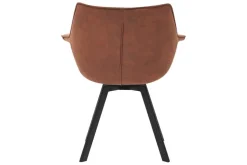 Drehbarer Stuhl THE DUTCH RETRO antik braun mit Armlehne schwarze Metallbeine