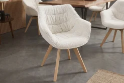 Drehbarer Stuhl THE DUTCH COMFORT beige Bouclé Tweed Soft Eichenholz