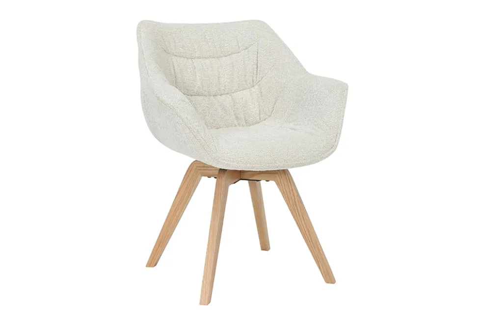 Drehbarer Stuhl THE DUTCH COMFORT beige Bouclé Tweed Soft Eichenholz