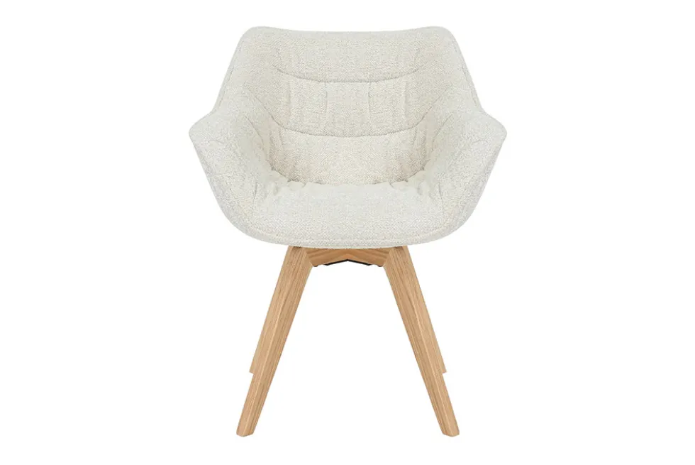 Drehbarer Stuhl THE DUTCH COMFORT beige Bouclé Tweed Soft Eichenholz