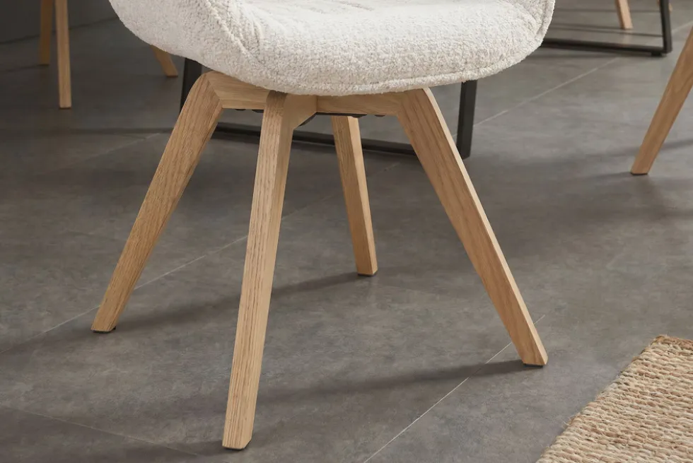 Drehbarer Stuhl THE DUTCH COMFORT beige Bouclé Tweed Soft Eichenholz