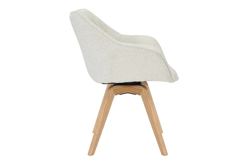 Drehbarer Stuhl THE DUTCH COMFORT beige Bouclé Tweed Soft Eichenholz
