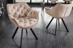 Drehbarer Stuhl THE DUTCH COMFORT greige Samt mit Armlehnen Modern Design