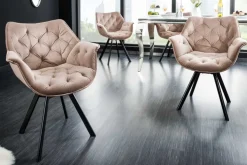 Drehbarer Stuhl THE DUTCH COMFORT greige Samt mit Armlehnen Modern Design