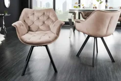 Drehbarer Stuhl THE DUTCH COMFORT greige Samt mit Armlehnen Modern Design