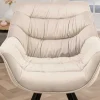 Drehbarer Stuhl THE DUTCH COMFORT champagner beige Samt schwarze Metallbeine