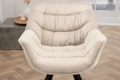Drehbarer Stuhl THE DUTCH COMFORT champagner beige Samt schwarze Metallbeine