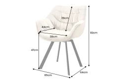 Drehbarer Stuhl THE DUTCH COMFORT champagner beige Samt schwarze Metallbeine