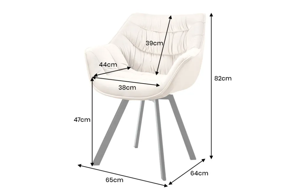 Drehbarer Stuhl THE DUTCH COMFORT champagner beige Samt schwarze Metallbeine