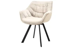Drehbarer Stuhl THE DUTCH COMFORT champagner beige Samt schwarze Metallbeine
