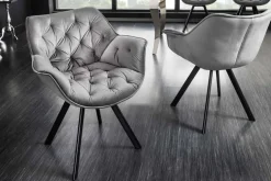 Drehbarer Stuhl THE DUTCH COMFORT grau Samt mit Armlehnen Modern Design