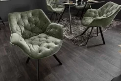 Drehbarer Stuhl THE DUTCH COMFORT dunkelgrün Samt mit Armlehnen Modern Design