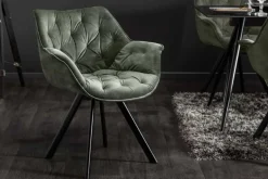 Drehbarer Stuhl THE DUTCH COMFORT dunkelgrün Samt mit Armlehnen Modern Design