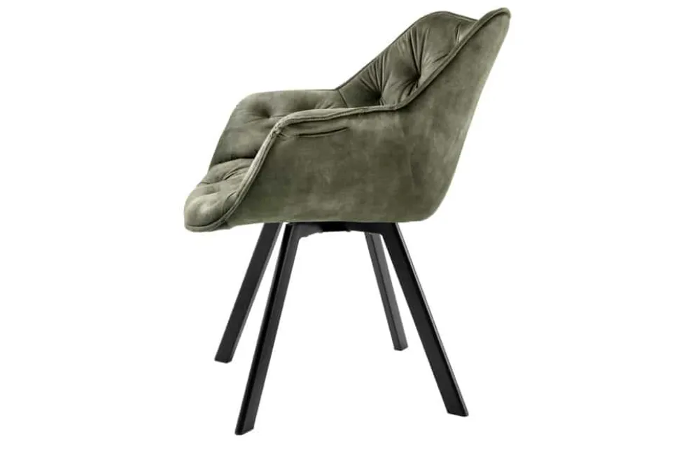 Drehbarer Stuhl THE DUTCH COMFORT dunkelgrün Samt mit Armlehnen Modern Design