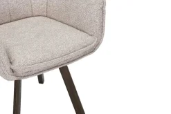 Drehbarer Stuhl THOR beige Strukturstoff braun Wenge Eichenholz 360° mit Armlehne